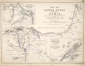 Mapa do Baixo Egito e parte da Síria, publicado por William Blackwood and Sons, Edimburgo e Londres, 1848 (gravura colorida à mão)